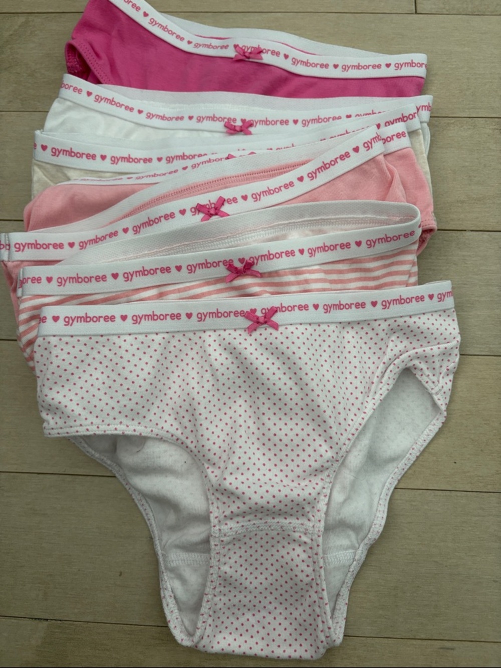 Gymboree Girls Pink & White Cotton 7 Briefs Set - Multiple Pink Shades